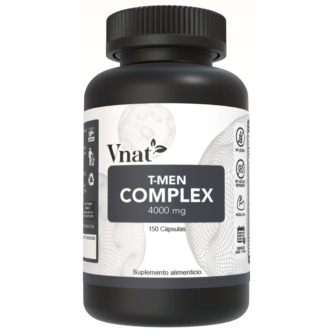 Bote de T-Men Complex de 4000mg con 150 cápsulas, mostrando la etiqueta frontal del producto.