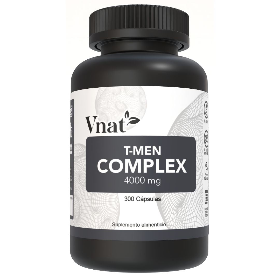 Bote de T-Men Complex de 4000mg con 300 cápsulas, mostrando la etiqueta frontal del producto.